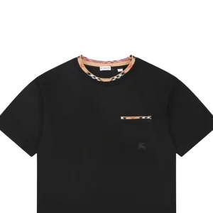 Burberry Check Trim Pocket Embroidered Horse Logo T-Shirt Black