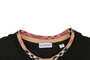 Burberry Check Trim Pocket Embroidered Horse Logo T-Shirt Black Collar