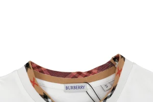 Burberry Check Trim Pocket Embroidered Horse Logo T-Shirt White Collar