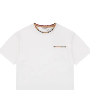 Burberry Check Trim Pocket Embroidered Horse Logo T-Shirt White