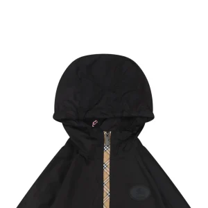 Burberry Check Zip Lightweight Hooded Jacket Black