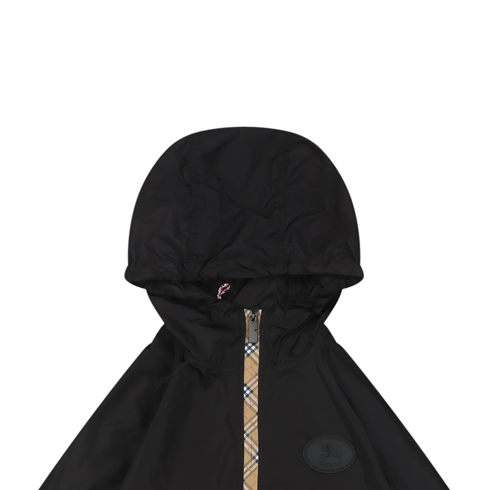 Burberry Check Zip Lightweight Hooded Jacket Black