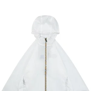 Burberry Check Zip Lightweight Hooded Jacket White