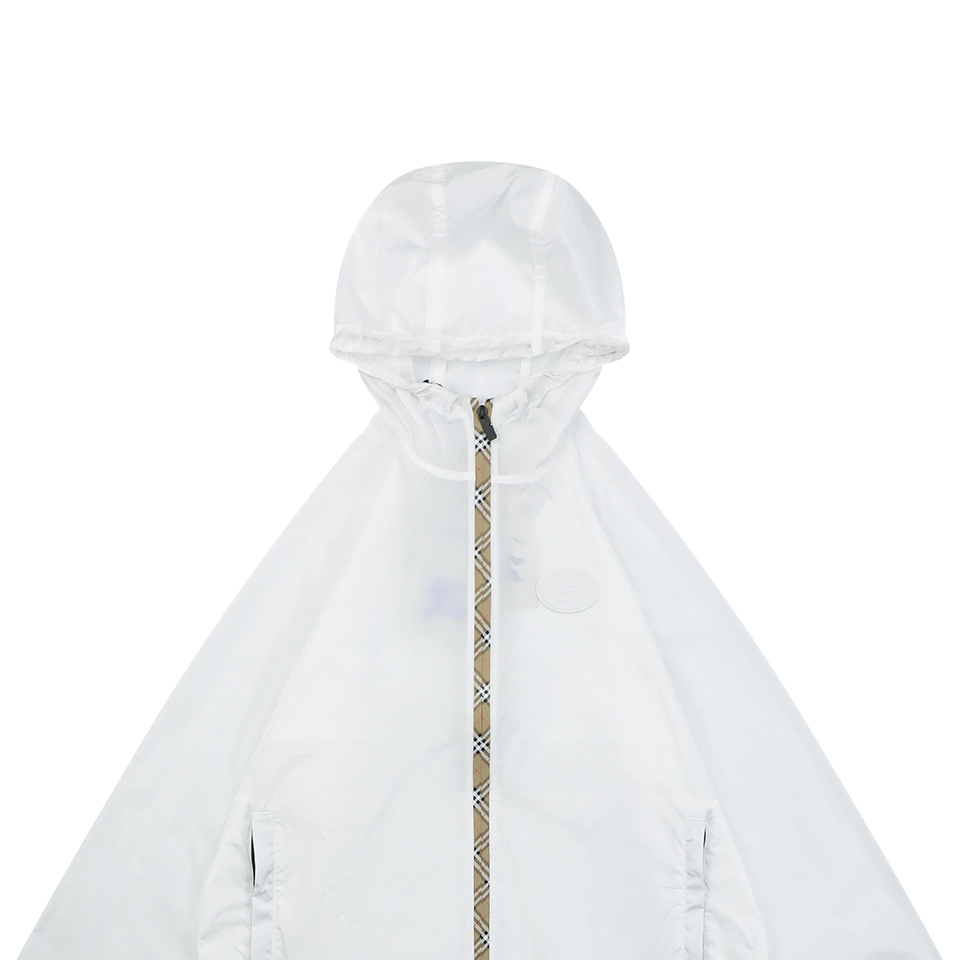 Burberry Check Zip Lightweight Hooded Jacket White