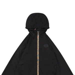 Burberry Check Zip Lightweight Hooded Jacket Black