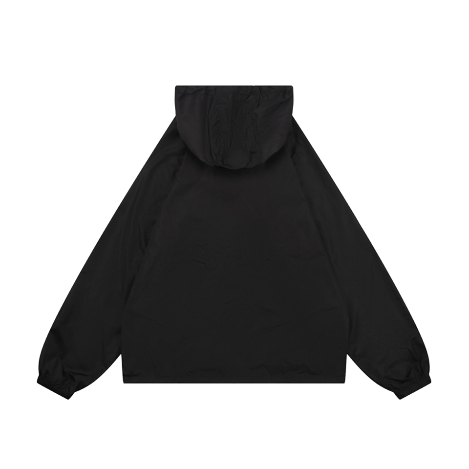Burberry Check Zip Lightweight Hooded Jacket Black Back view