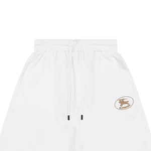 Burberry Equestrian Knight Embroidered Drawstring Shorts White