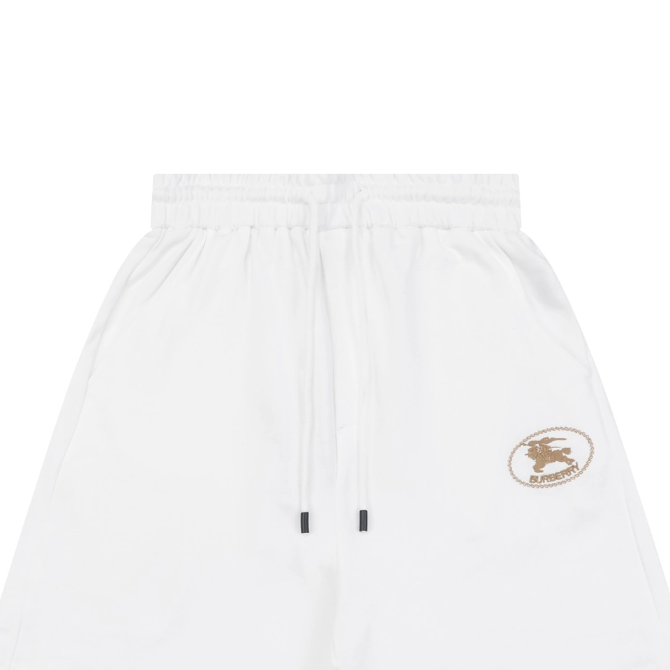 Burberry Equestrian Knight Embroidered Drawstring Shorts White