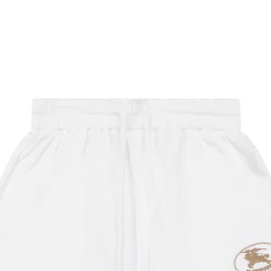 Burberry Equestrian Knight Embroidered Drawstring Shorts White