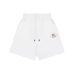 Burberry Equestrian Knight Embroidered Drawstring Shorts White Front view