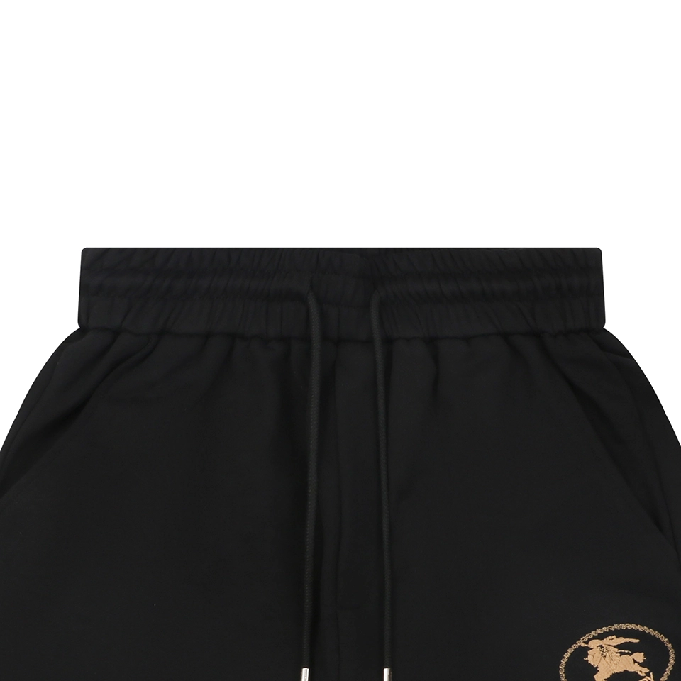 Burberry Equestrian Knight Embroidered Drawstring Shorts Black