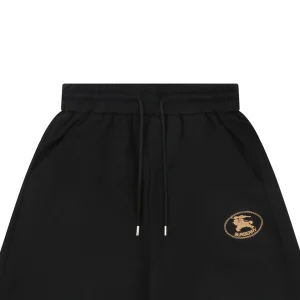 Burberry Equestrian Knight Embroidered Drawstring Shorts Black