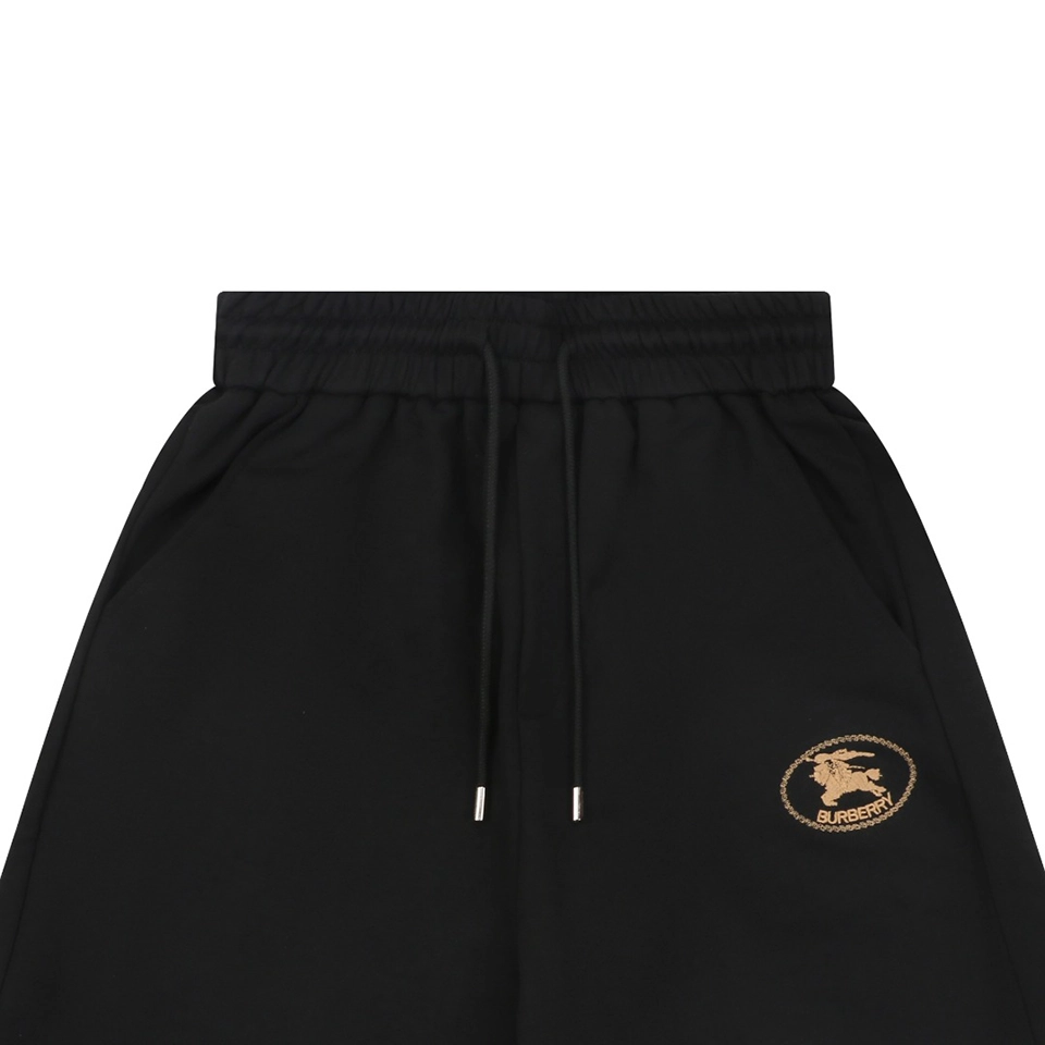 Burberry Equestrian Knight Embroidered Drawstring Shorts Black