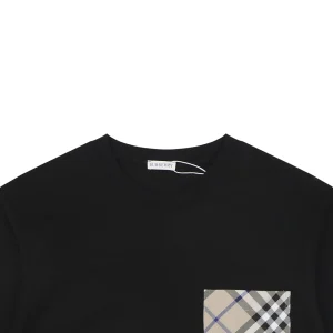 Burberry Equestrian Knight Plaid Pocket T-Shirt Black