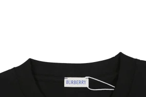 Burberry Equestrian Knight Plaid Pocket T-Shirt Black Collar