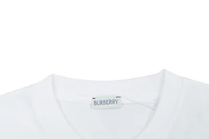 Burberry Equestrian Knight Plaid Pocket T-Shirt White Collar