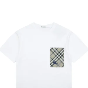 Burberry Equestrian Knight Plaid Pocket T-Shirt White