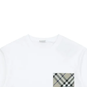Burberry Equestrian Knight Plaid Pocket T-Shirt White