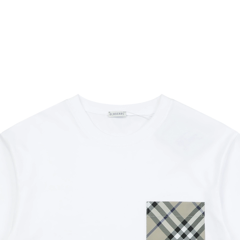 Burberry Equestrian Knight Plaid Pocket T-Shirt White