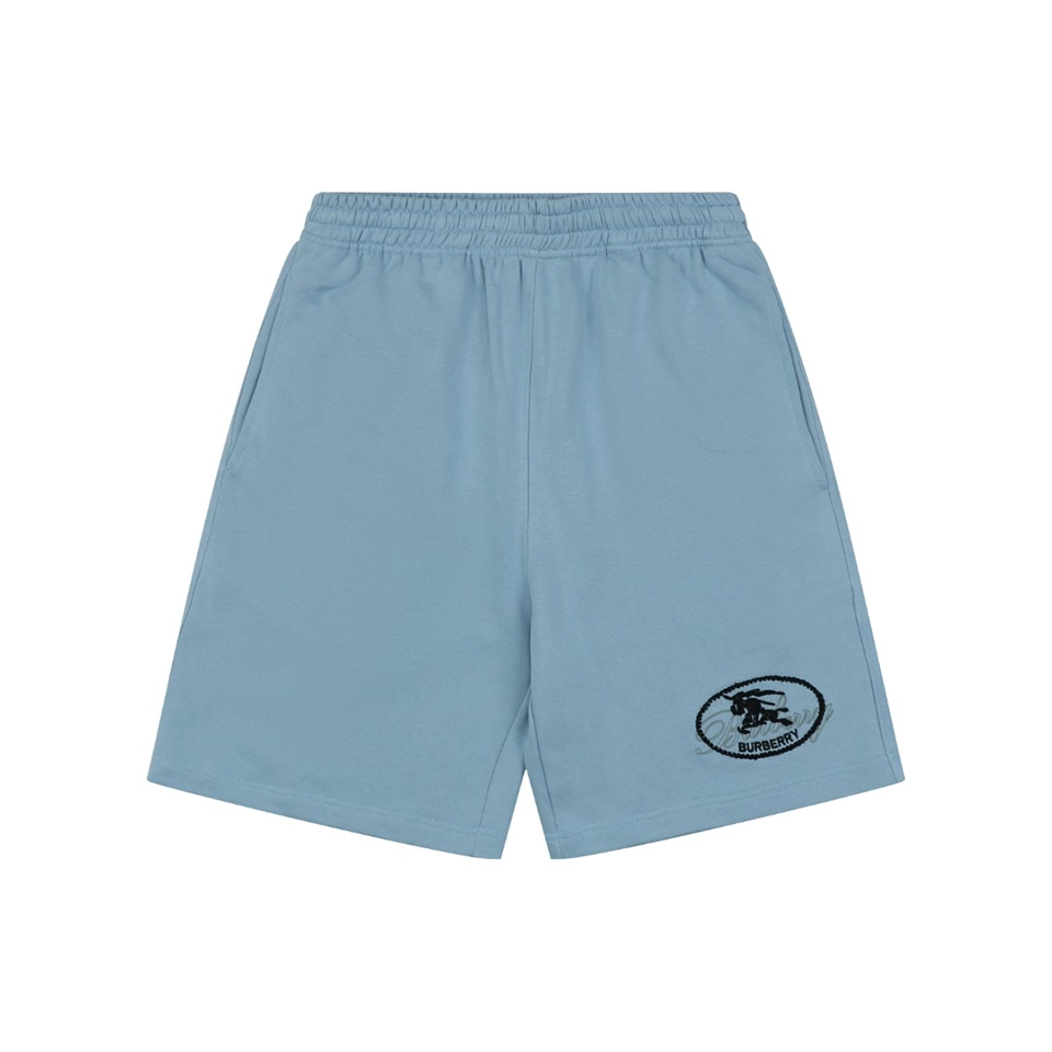 Burberry Equestrian Knight Signature Embroidered Shorts Blue Front view