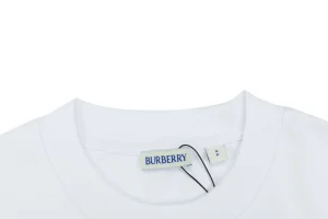 Burberry Equestrian Knight Toothbrush Embroidery T-Shirt White Collar