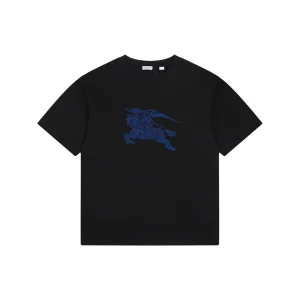 Burberry Equestrian Knight Toothbrush Embroidery T-Shirt Black Front view