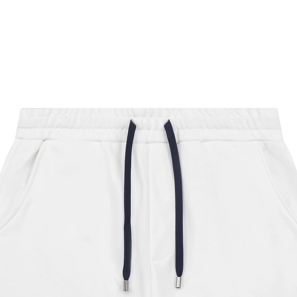 Burberry Half Knight Embroidered Cotton Shorts White
