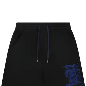 Burberry Half Knight Embroidered Cotton Shorts Black