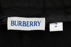 Burberry Half Knight Embroidered Cotton Shorts Black Brand label