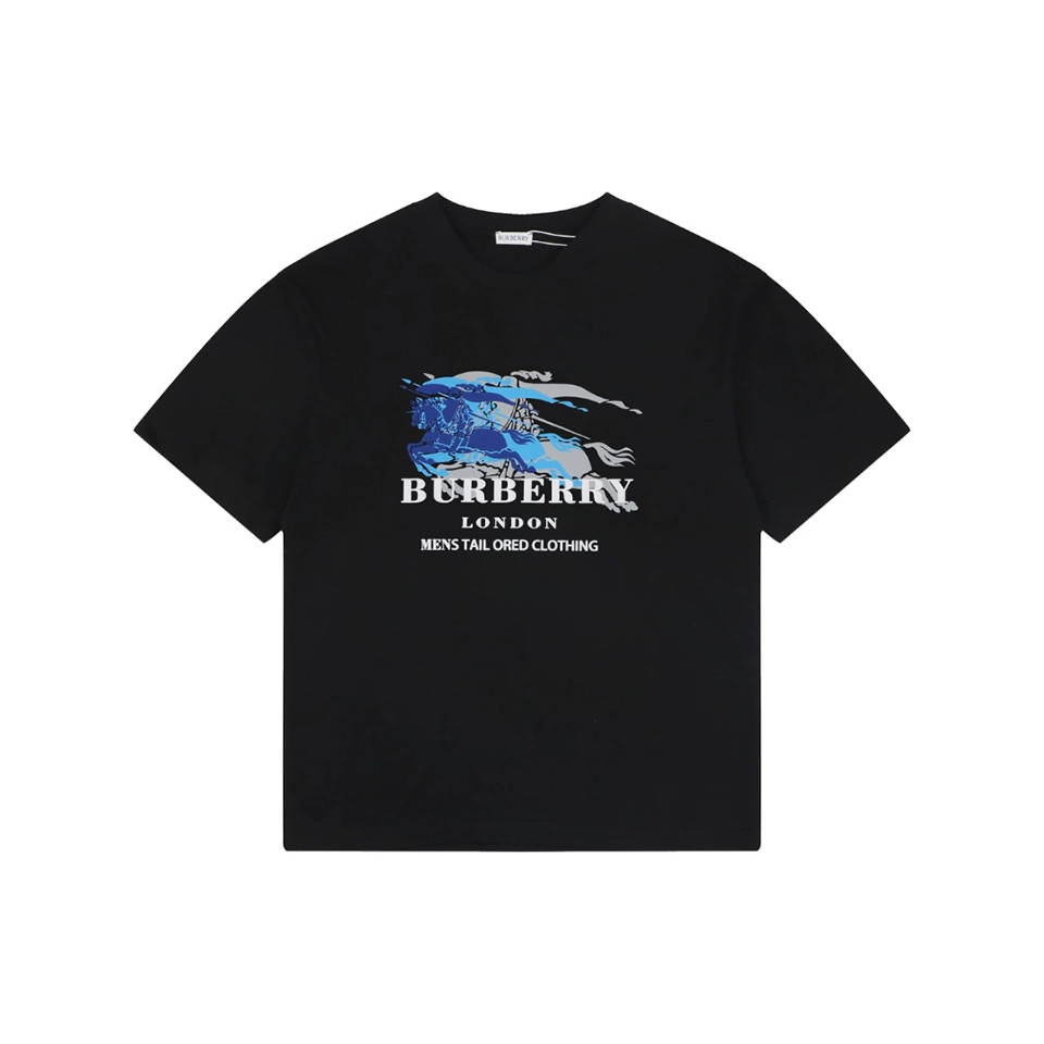Burberry Phantom Equestrian Knight Logo Print T-Shirt Black Front view