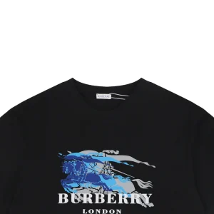 Burberry Phantom Equestrian Knight Logo Print T-Shirt Black