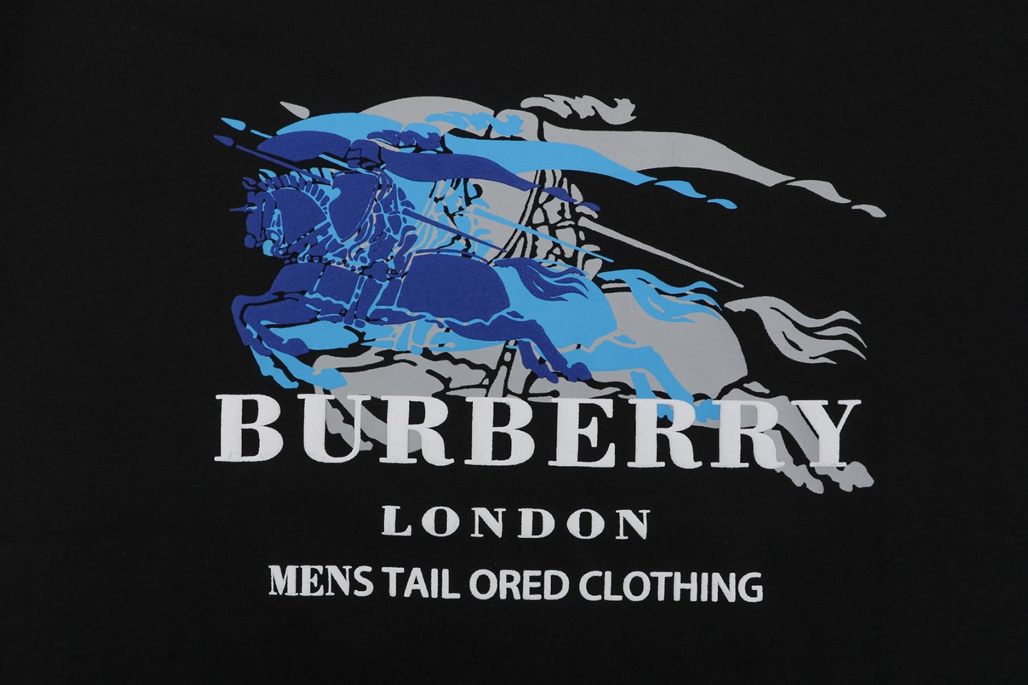 Burberry Phantom Equestrian Knight Logo Print T-Shirt Black Front Print