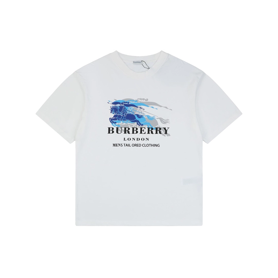 Burberry Phantom Equestrian Knight Logo Print T-Shirt White Front view