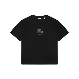 Burberry Rose Knight Embroidered T-Shirt Black Front view
