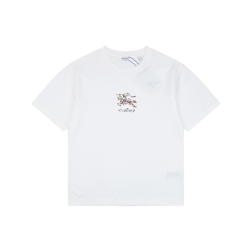 Burberry Rose Knight Embroidered T-Shirt White Front view