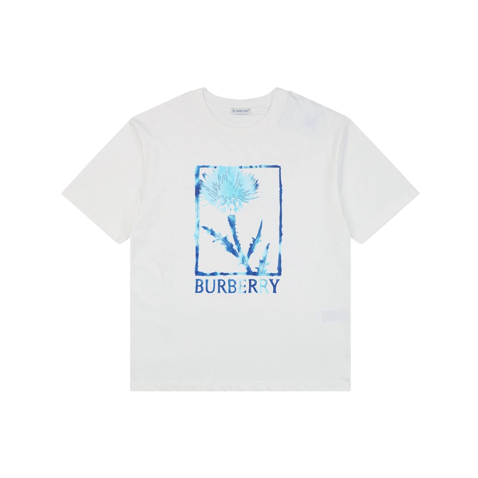 Burberry Thistle Logo Print T-Shirt White Front view