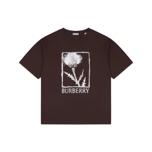 Burberry Thistle Logo Print T-Shirt Brown Front view