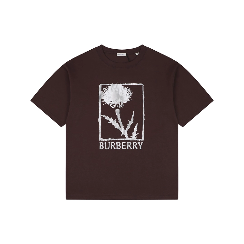 Burberry Thistle Logo Print T-Shirt Brown Front view