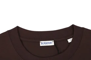 Burberry Thistle Logo Print T-Shirt Brown Collar