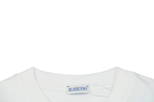 Burberry Thistle Logo Print T-Shirt White Collar
