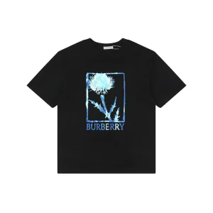 Burberry Thistle Logo Print T-Shirt Black Front view