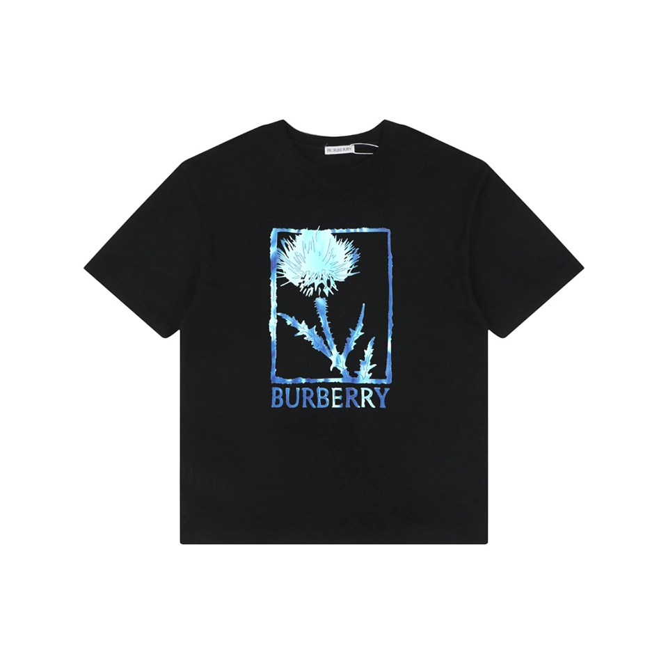 Burberry Thistle Logo Print T-Shirt Black Front view
