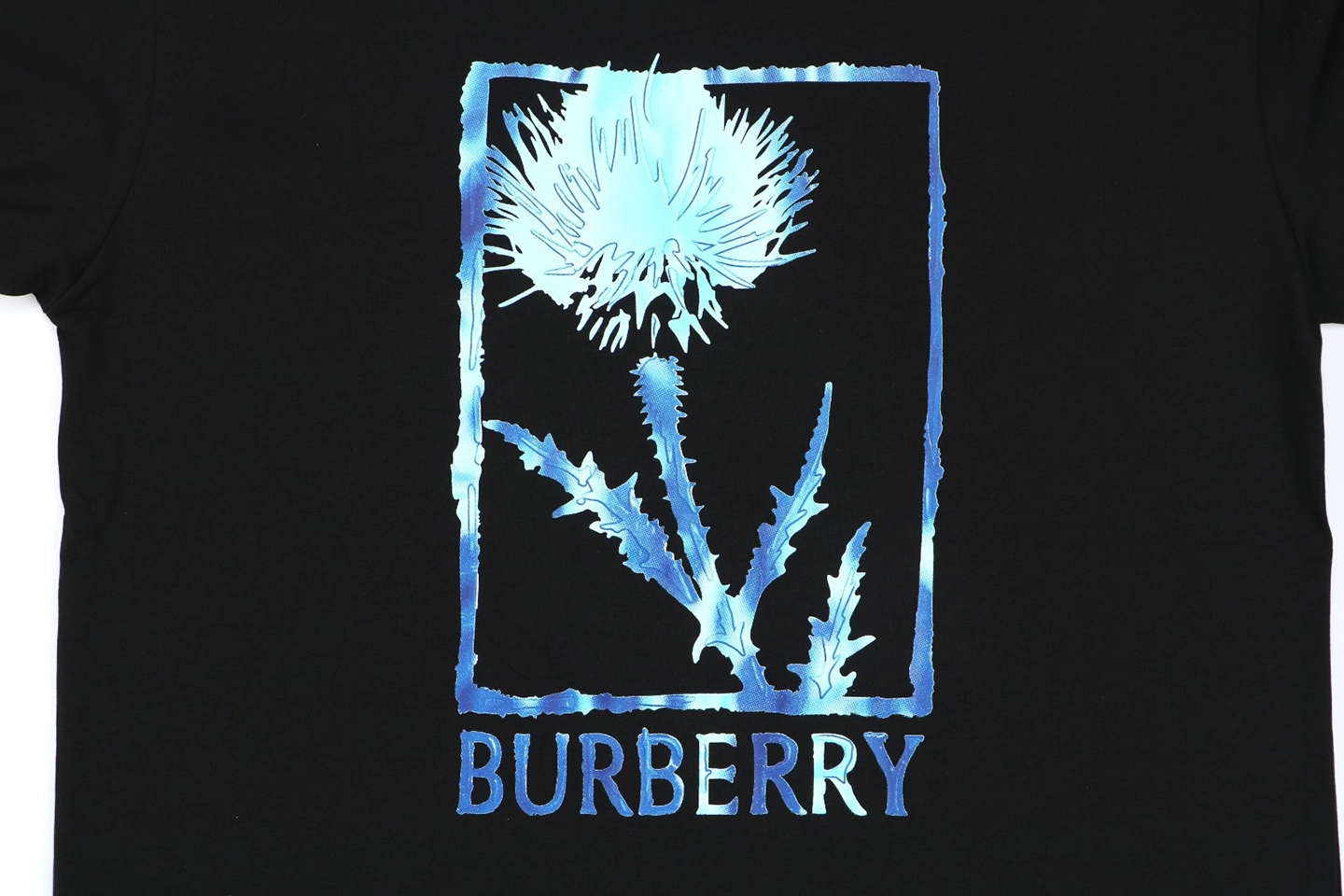 Burberry Thistle Logo Print T-Shirt Black Front Print