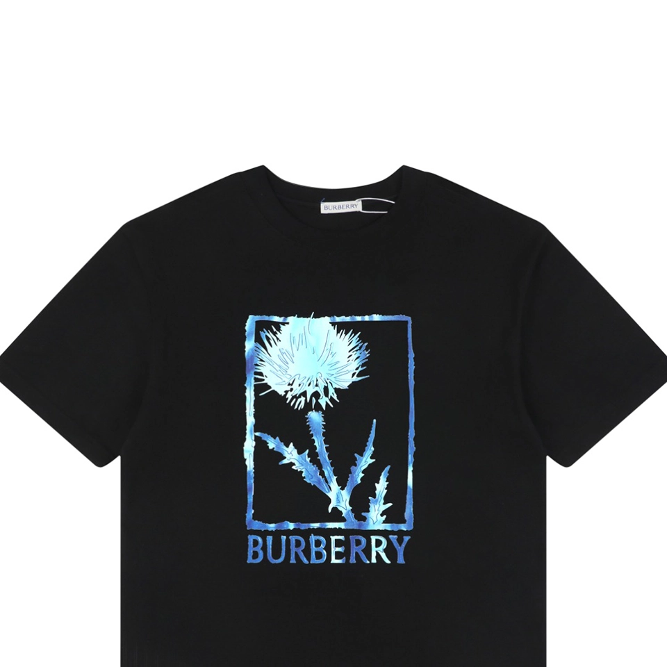 Burberry Thistle Logo Print T-Shirt Black