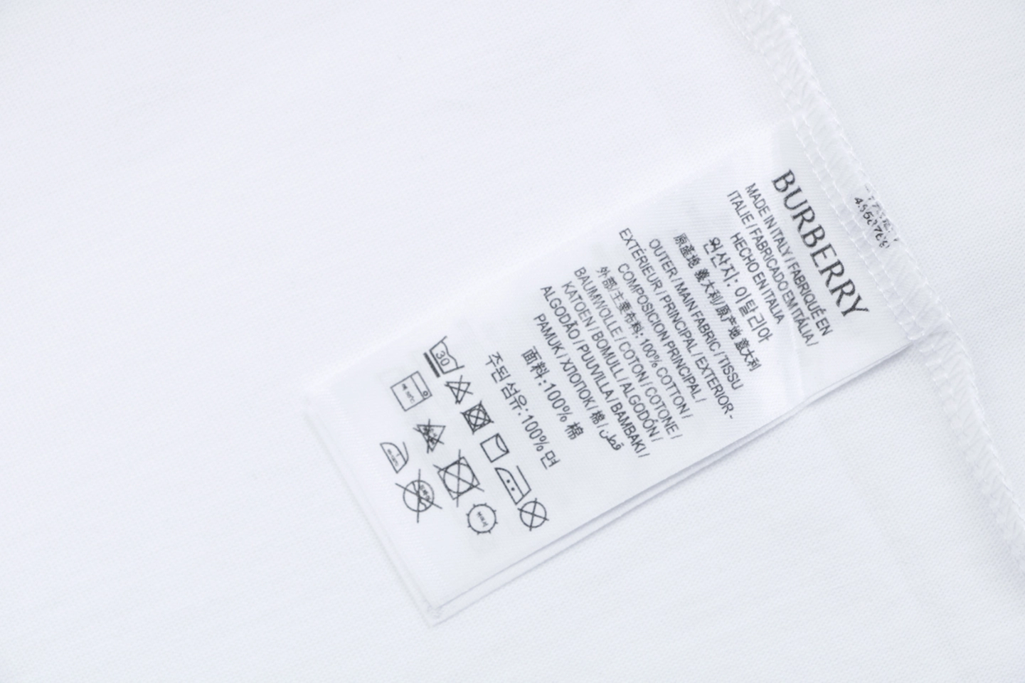 Burberry Vintage Check BT Logo T-Shirt White Wash label