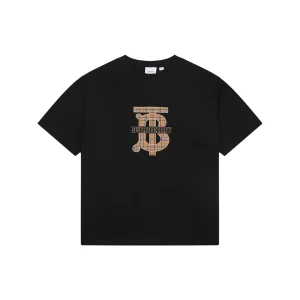 Burberry Vintage Check BT Logo T-Shirt Black Front view
