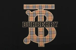 Burberry Vintage Check BT Logo T-Shirt Black Front Print