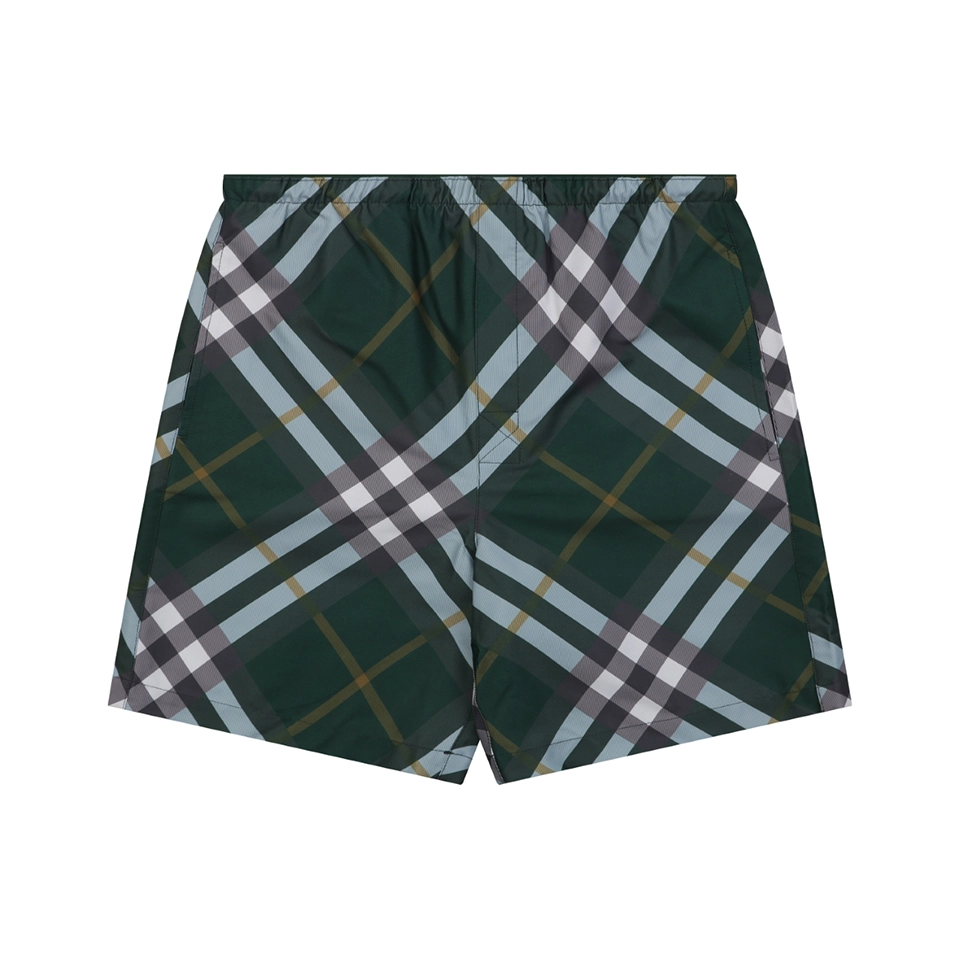 Burberry Vintage Check Mesh-Lined Nylon Shorts Green Front view