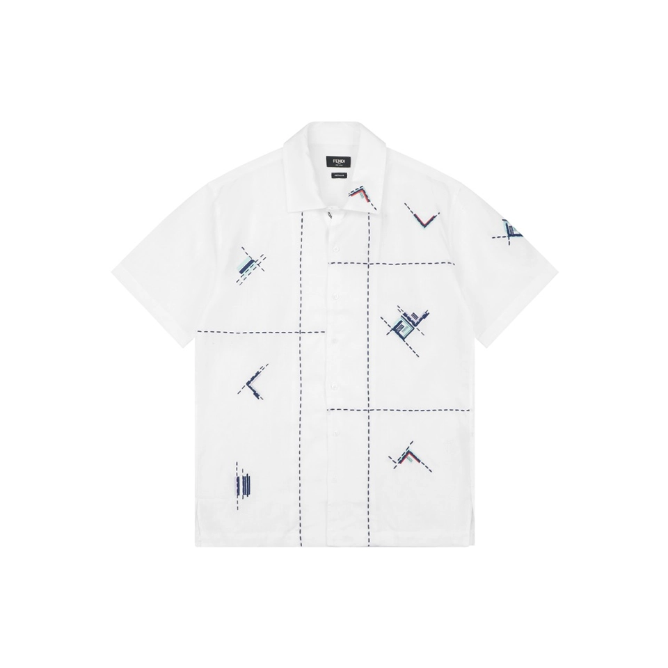 Fendi Geometric Embroidered T-Shirt Front view