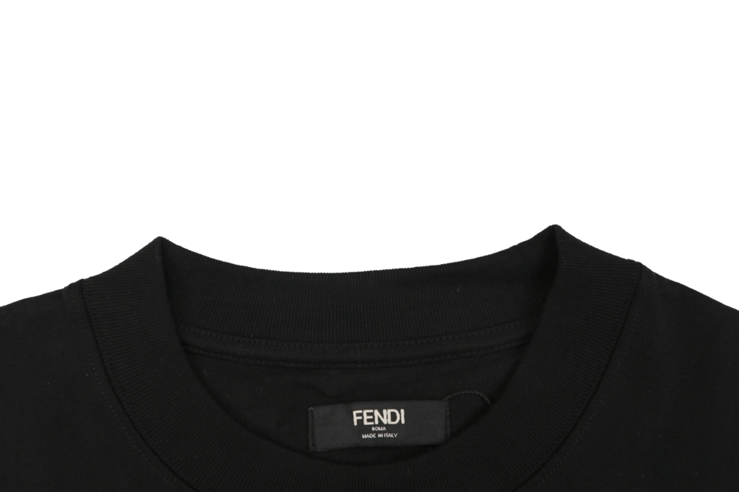 Fendi Ice Cream Embroidered Cotton T-Shirt Collar